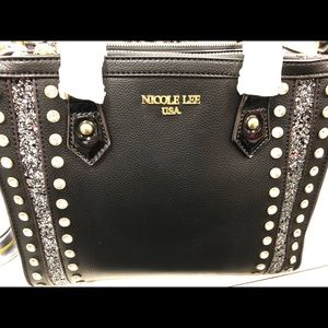 Black rhinestone trimmed Nicole lee hand bag